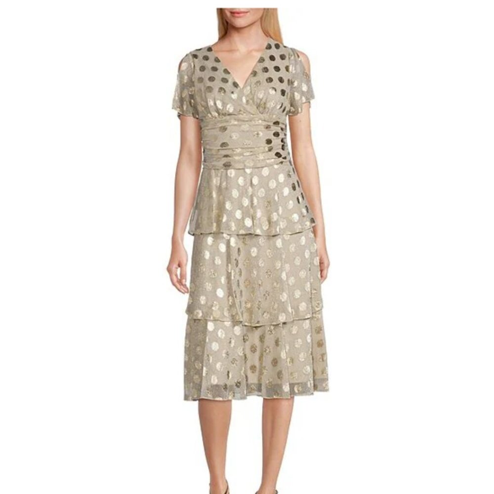 Gold-toned Short Formal SLNY Dress NWOT.